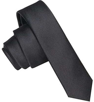 JEMYGINS Herren-Krawatte, 4 cm, schmal, extra Silm, mehrere Farben erhältlich, aus Seide, inklusive Box, Schwarz