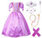 JerrisApparel Ragazze Vestito Abbigliamento Abito da Principessa Costume (140cm, Viola con Accessori)