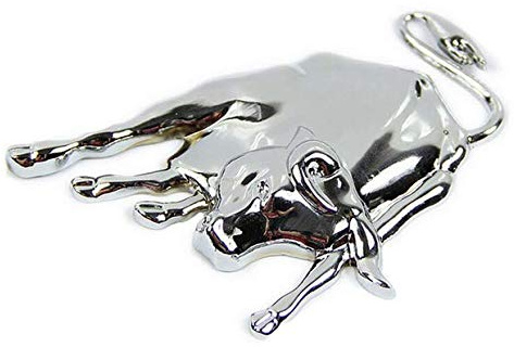 Shop of Wonder© │ hochwertiger 3D Metallaufkleber silberner Bulle │ ideal geeignet für Ihr Fahrzeug │ universell einsetzbar bei Einer Größe von 9cm x 6cm
