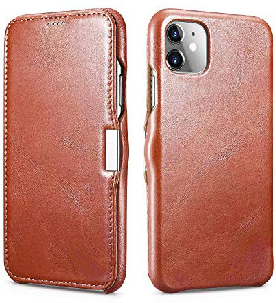 Mobiskin Hülle kompatibel mit Apple iPhone 11 (6,1 Zoll), Handyhülle mit echtem Leder, Case, Schutzhülle, dünne Handy-Tasche, Slim Cover, Vintage Braun