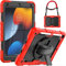 SEYMCY for iPad 9th/8th/7th Generation Case 10.2 inch, Shockproof Sturdy Cover with 360° Rotating Hand Strap & Stand, Screen Protector, Shoulder Strap, Pen Holder for iPad 9/8/7 gen 2021~2019, Red