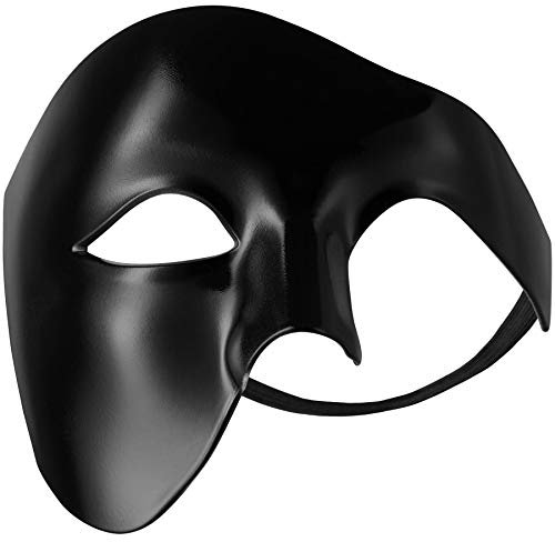 dressforfun 900885 Venezianische Maske für Herren, einfarbige Augenmaske Phantom, Hälfte Gesicht Maskerade für Ball Party Oper Fasching Kostüm Halloween - diverse Farben - (schwarz | Nr. 303539)