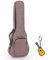 LONGTEAM Custodia per ukulele semplice in lino, 10 mm, in spugna, portatile, impermeabile, con tasca per accessori (66 cm, tenore, marrone)