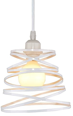 PETITES ECREVISSES Suspension Industrielle Rétro Ø20cm, Lustre Vintage Abat-jour Luminaire en Métal Plafonnier E27 Corde Ajustable Décoration (Blanc-20cm)