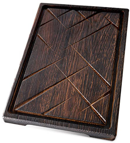 TESLYAR Steak Brett Servierbrett Holz Eichenholz 35x25cm Groß - Steak Servierplatte Vesperbrett/Steakbrett Schneidebrett mit Kante/Holzbrett Küche/Holz Bretter & Küchen Utensilien aus Massivholz
