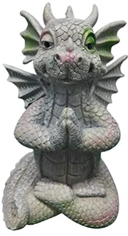 Holmeey Gartendrachen Figuren Deko, Drachen Buddha Kunst Skulpturen, Harz Drachen Statue, Zen Yoga Drache Hausgarten Dekoration für Outdoor Hinterhof Veranda