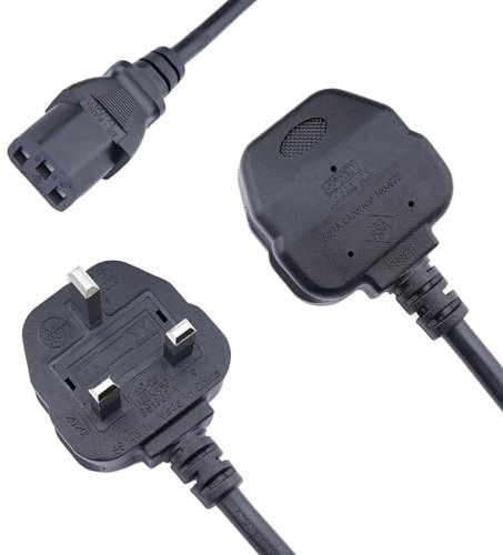 Lite-an 1.8 Meter Kettle Lead with 5 Amp plug UK 3 Pin Plug BS1363 for Samsung TV Power Cable, Monitor, PS4 Pro, Xbox, PC - IEC Cable C13 to IEC C14 Inlet Power cord, Black
