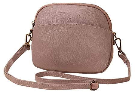 FANDARE Superleicht Schultertasche Echtleder Umhängetasche Damen für Arbeitstasche Reise Freizeit Schule Crossbody Bag Violett