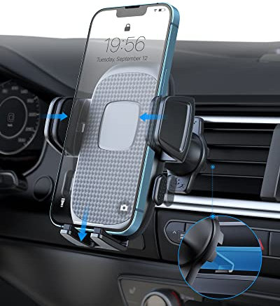 YOSH Car Phone Holder, Air Vent Phone Holder for Cars, Mobile Car Mount with Thicker Metal Hook-Shaped Clip & Ultra-Stable for iPhone 16 15 14 13 12 Pro Max Samsung S24 S23 S22 S21 etc