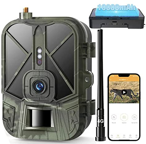 YTLJJ 4G 4K 30MP Wildlife Camera, Live Video Hunting Trail Camera with 10000mAh Lithium Battery, No Glow Night Vision and Motion Sensor, IP65 Waterproof 25m Long Night Vision Range