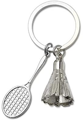 ARFUKA Schlüsselanhänger Edelstahl Badminton Anhänger Autoschlüsselanhänger Schlüsselringe Schlüsselbund Keychain Geburtstaggeschenke Valentinstaggeschenk