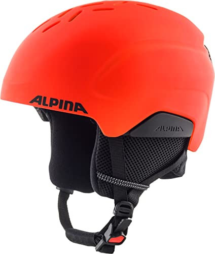 Alpina PIZI - Sicherer, Bruchfester & Individuell Anpassbarer Skihelm Mit Abnehmbaren Ohrenpolstern Für Kinder, neon-orange matt, 46-51 cm