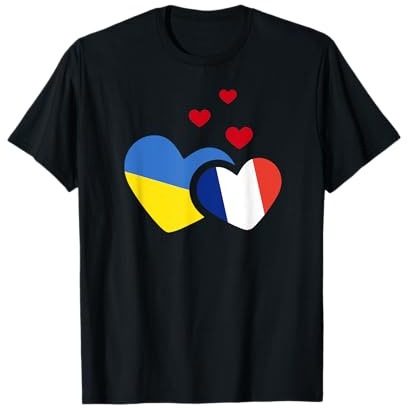 Ukraine France Drapeau dans un coeur T-Shirt