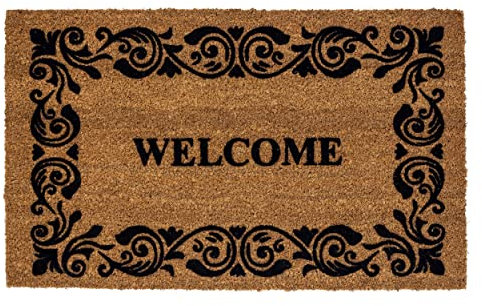 Fußmatte Kokos Natur Schmutzfangmatte - Eingangsmatte rutschfeste Türmatte robust für Innen und Außen - Coco Design Kokosmatte 45x75 cm: Welcome Deko