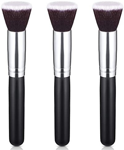 3 Stück Kabuki-Pinsel mit flacher Oberseite, für Puder, Rouge, Foundation, Make-up, Pinsel zum Verblenden, Auftragen für Concealer, Puder, Creme und flüssiges Make-up
