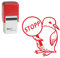 Lehrerstempel Stopp - Automatikstempel inkl. Stempelkissen rot - Kinder Motivstempel Pinguin Stempel Schule - 24 x 24 mm