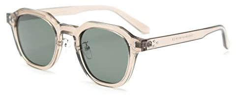 kachawoo TR90 Polarisierte Sonnenbrille für Frauen Mens Square Polygon Retro Vintage Sonnenbrille Dicker Rahmen Luxus Brand Design Brillen (khaki gray green)