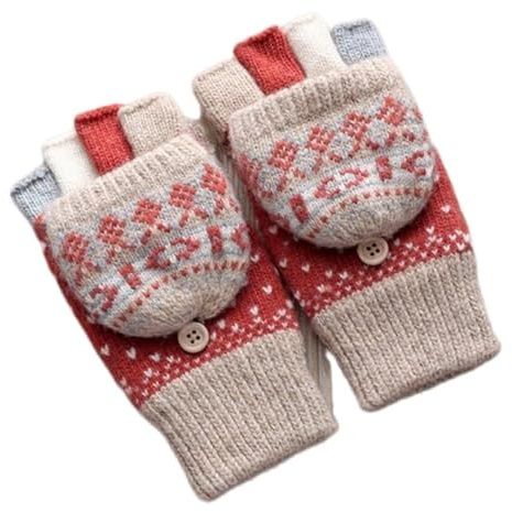 TYAGY Winter gestrickte fingerlose Handschuhe Wärmedämmung Warme verdickte Wolle Cabrio Fäustlinge Klappe Abdeckung für Wome