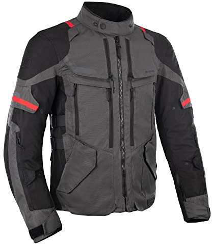Oxford Men's Rockland 4 Season, 3 in 1 Motorcycle Jacket, Charcoal Black Red, XL