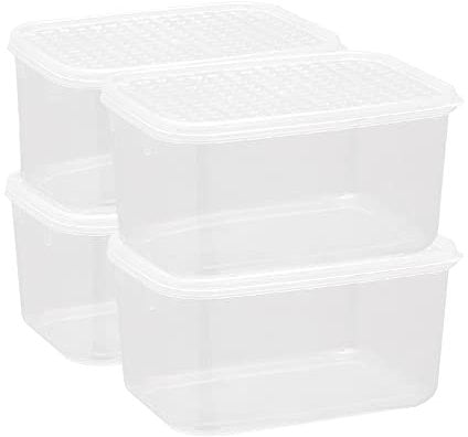Cetomo 7L*4 Food Storage Container, Fridge Organizer with Lid, Plastic Refrigerator Organizers for Pantry and Fruits, BPA free, Freezer Safe, Microwave Safe, Durable, Food Grade, Clear, 7L-4 Pack