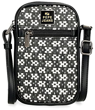 Pepe Jeans Lana Umhängetasche Handyhalter Schwarz 11x17,5x2,5 cm Kunstleder
