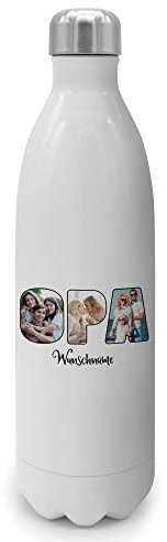 PhotoFancy® - Personalisierte Trinkflasche 'OPA' - Thermo-Trinkflasche mit eigenem Foto und Text selbst gestalten - Thermosflasche aus Edelstahl - 1000 ml