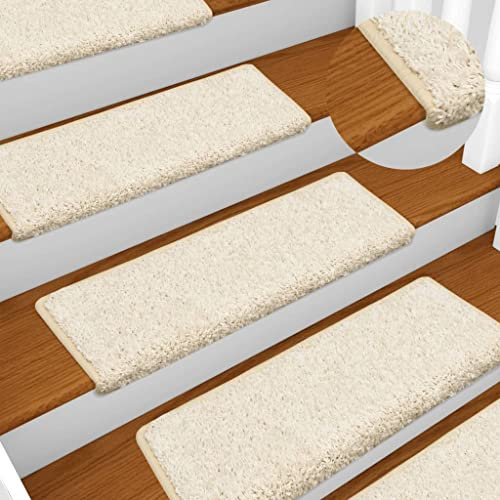 ECLAY Haushaltsbedarf Stufenmatten Treppenstufen Teppich Stufenmatten 15 Stück 65x25cm weiß