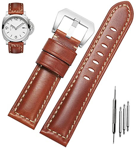 Niziruoup Uhrenarmband 22mm Kompatibel Mit Panerai - Vintage Lederarmband Ersatzarmband für Herren, Braun