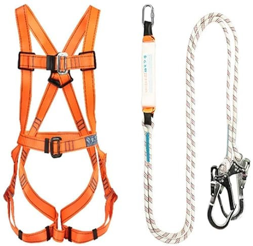 BAU-Auffanggurt Outdoor 5-Punkt Ganzkörper verstellbar mit Seil-Fallschutz für Baustelle, Elektriker, Hochhaus Glasreinigung, Luftarbeiten (A) (A)