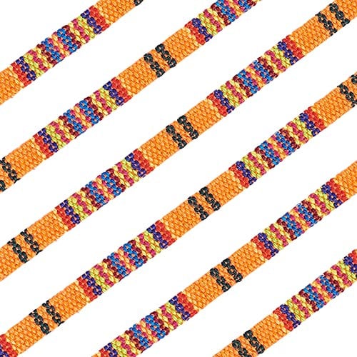 CRASPIRE 10 Yard/Roll Ethnic Cloth Cords Boho 5mm Flat Braided Rope Polyester String Thread Fabric for DIY Handmade Gift Wrapping Bracelet Necklace Jewelry Supplies Accessories (Orange)
