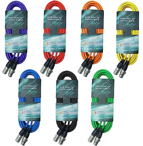 keepdrum Lot de 7 câbles microphone XLR 3 broches Longueur 6 m