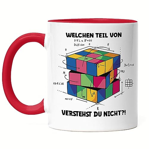 Hey!Print Welchen Teil Von Verstehst Du Nicht Tasse Rot Logik Mathematik Spiel Gedächtnis Zauberwürfel Verstand Intellekt