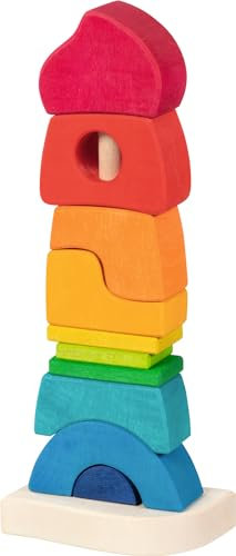 goki 58350 - Stapelschlösschen - aus hochwertigem Ahornholz - goki Evolution - Bunte Farben auf Wasserbasis - Made in Europa