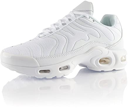 Fusskleidung® Damen Herren Sportschuhe Dämpfung Sneaker leichte Laufschuhe Creme Weiß EU 44