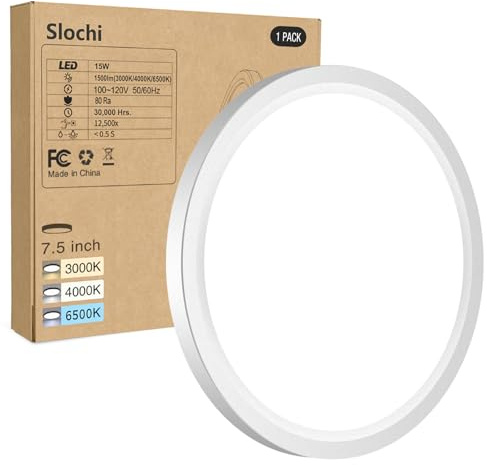 Flush Mount Ceiling Light Fixtures - 3000K-4000K-6500K & 100W Equivalent Flat Led Lights for Room Ceiling,7.5Inch Ultra Thin Round White Ceiling Lights for Living Room,Bedroom,Kitchen,Bathroom,Hallway