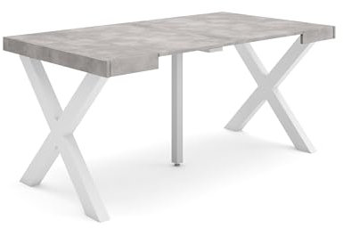 Skraut Home | Table Console Extensible | Console Meuble | 160 | pour 8 Personnes | Pieds Bois Massif | Style Moderne | Ciment
