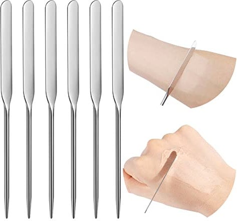 6 Pack Stainless Steel Makeup Spatula Foundation Liquid Foundation Mixer Face Cream Applicator Cosmetic Mixing Tool for Foundation Eye Shadow Cream