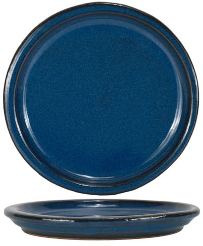 W&W Keramik-Pflanzenuntersetzer – hochwertige Pflanzschalen für Zimmerpflanzen (Blau, 25,4 cm, 2 Packungen)