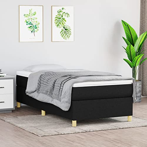 DJEKA Boxspringbett 80x200 Stoff Polsterbett 80x200 mit lattenrost Palettenbett 80x200 Bettgestell 80x200 Bettrahmen 80x200 Doppelbett Jugendbett-Schwarz-80 x 200 cm-35 cm