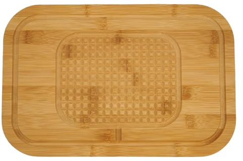 Deenz Bamboo Wooden Carving Surface with Textured Spikes Meat Rest Serving Board Platter Steak Cutting Board Juice Groove Meats Bread Fruit Vegetables Durable (Medium)