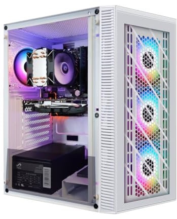 STGsivir Gaming PC White, Gaming Computer Desktop Tower, Intel 10th Gen 3.5GHz, AMD RX 580 8GB, 16GB DDR4 RAM, 1TB SSD, 600M WiFi, BT 5.0, Windows 11