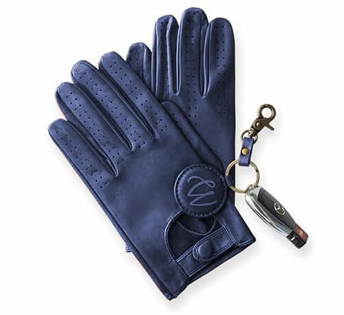 COLOURLINX Herren-Lederhandschuhe zum Autofahren, Chauffeur-Stil, Vintage-Retro-Stil, ungefüttert, Auto-Handschuhe, weiches echtes Lammfell, hochwertige Lederhandschuhe, marineblau, M