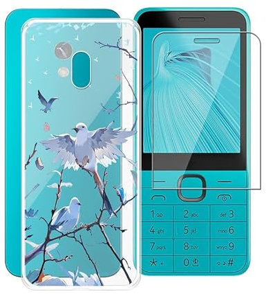 AQGGESH für Nokia 235 4G 2024 (2.8) Handyhülle + Schutzfolie, Hülle rutschfeste Stoßfest Sturzsichere Schutzhülle Weich Silikon Case für Nokia 235 4G 2024