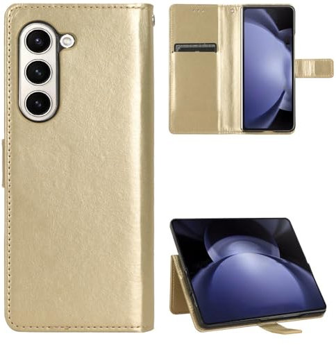 BellaCase Samsung Galaxy Z Fold 6 Coque [Étui Portefeuille] [Fonction Support] [Slots pour Cartes] [Couverture à Rabat Magnétique] Compatible avec Le Smartphone Samsung Galaxy Z Fold 6(d'or)