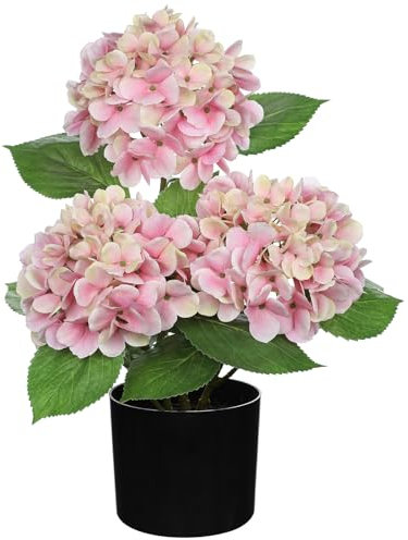 Hollyone Fiori artificiali di ortensia in vaso per decorazioni 2