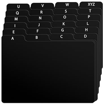 Alfion 10,2 x 15,2 cm Karteikarten, Alphabet-Register, 24 Stück (schwarz)