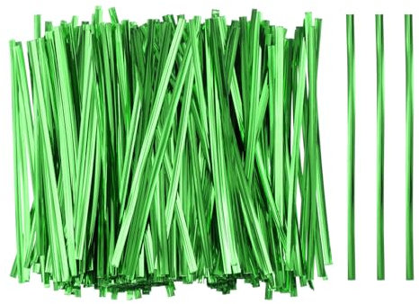 sourcing map 800pcs Bag Twist Ties 4.7 Reusable Plastic Metallic Twist Ties Wire Cable Ties for Party Bread Candy Cake, Green