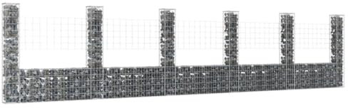rosenbogen mit tür,scherengitter ausziehbar,Gabionenkorb U-Form mit 6 Säulen Eisen 620x20x150 cmGeeignet für Gärten, Zäune, Ästhetik