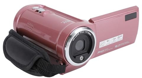 Videocamera, Registratore Video 48MP 2K, Zoom Digitale 16X, Videocamera Portatile con Schermo Rotante a 270 Gradi da 2,4 Pollici con Registrazione in Loop, Luce di Riempimento a