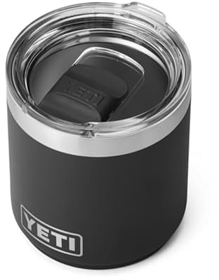 YETI Rambler Lowball, Vacuum Insulated Stainless Steel Stackable Lowball with MagSlider Lid, Black, 10 oz (296 ml)